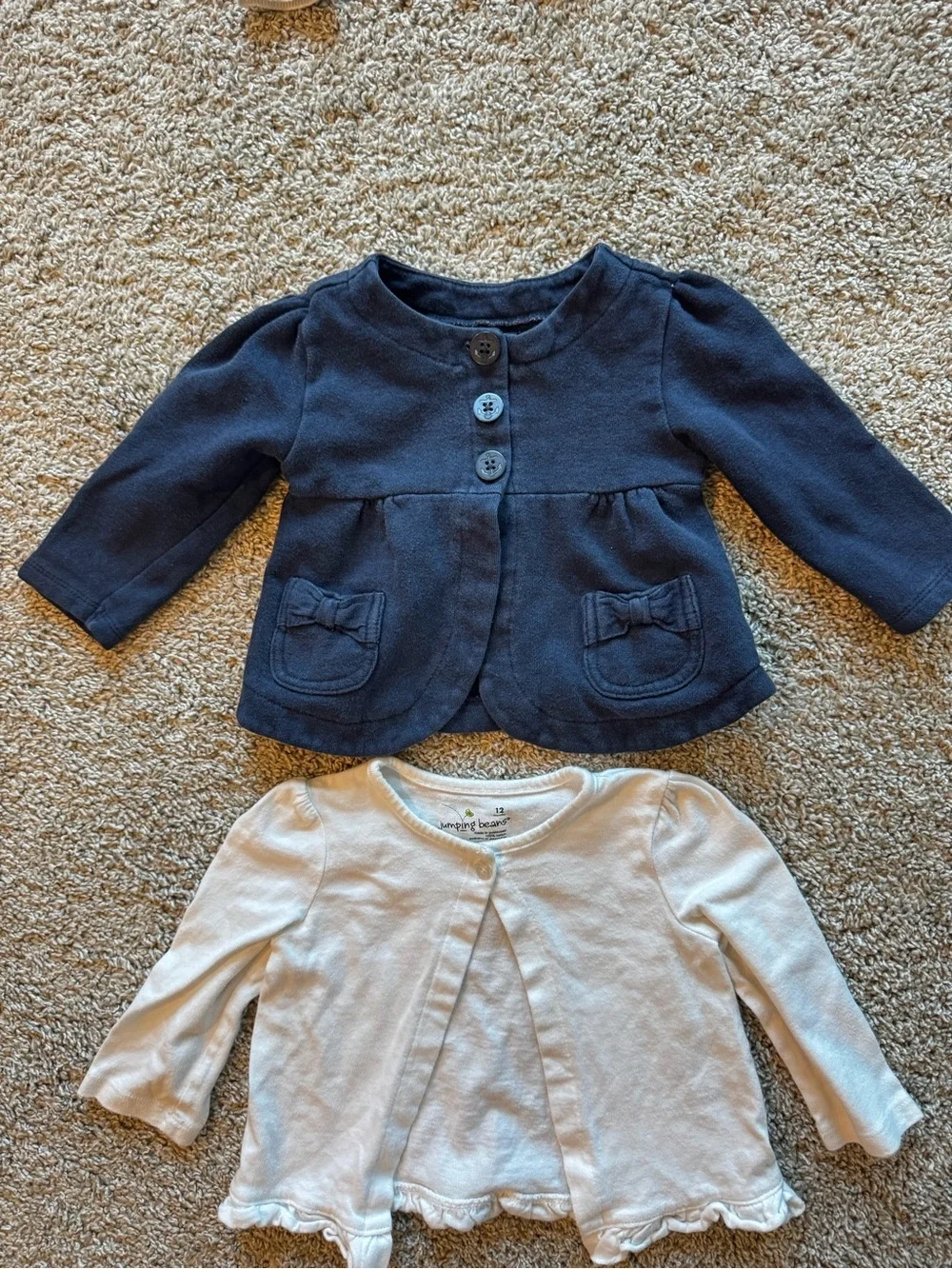GAP Baby Girl Cardigan Set Navy & White Button Front Sweaters Bundle size 12M